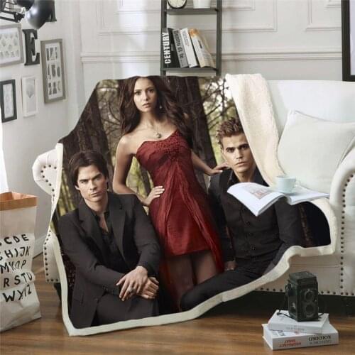 The Vampire Diaries 3d Printed Fleece Blanket for Beds Thick Quilt Fashion Bedspread Sherpa Throw Blanket Adults Kids 06