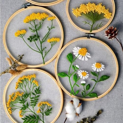 European style mesh embroidery flower painting cross stitch kit embroidery kit Diy beginner embroidery Wooden Embroidery Hoops