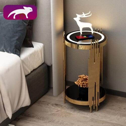 Intelligent bedside lamp cabinet, less corners, creative circular lockers