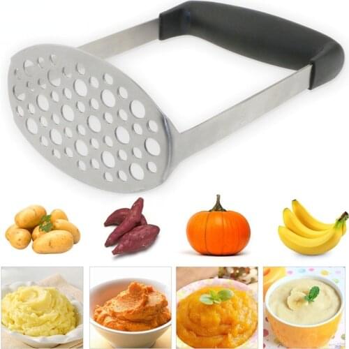 Stainless Steel Classic Potato Masher Simple Non slip Garlic Fruit and Vegetable Mud Artifact Household Kitchen tool Accessories