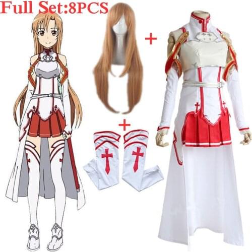 Anime Sword Art Online Asuna Yuuki Cosplay Costume Girl SAO Outfit Halloween Costume for Women