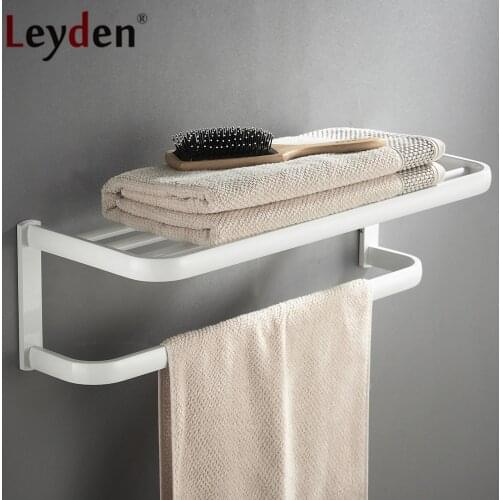 Leyden Whitened Finish Brass Towel Shelf Towel Rack Bathroom Towel Rack Holder Square Towel Rails Bathroom Accessories