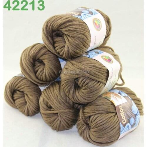 LOT of 6 Balls X 50g Special Thick Worsted Cotton Knitting Yarn Mocha 2213