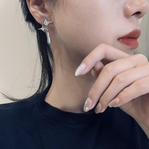 Kpop Cross Star Small Stud Earrings For Women Vintage Punk Zircon Earrings With Rhinestone 2021 Trend Unusual Statement Jewelry