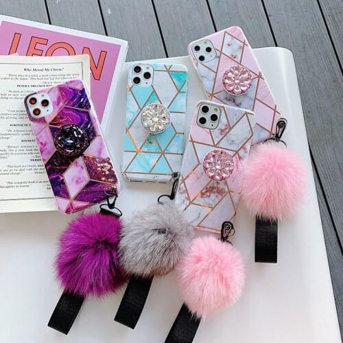 Hairball Diamond marble soft silicon phone case for iphone 5 7 8 6 plus X XR XS MAX 11 Pro Cover for samsung galaxy S9 S10 Note