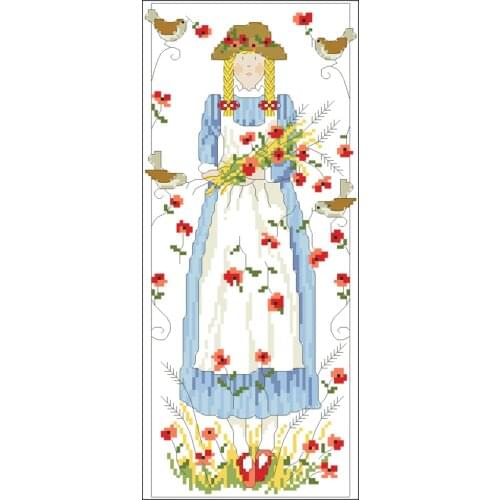 Top Quality lovely counted cross stitch kit country lass poppy girl woman lady maid bothy threads