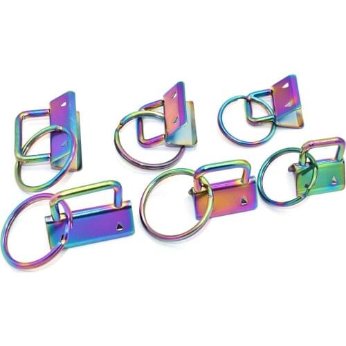 Rainbow Key Fob Sets Key Fob Hardware with Key Rings Sets Metal Keychain Hardware for Webbing Lanyard Keychain Straps Handmade