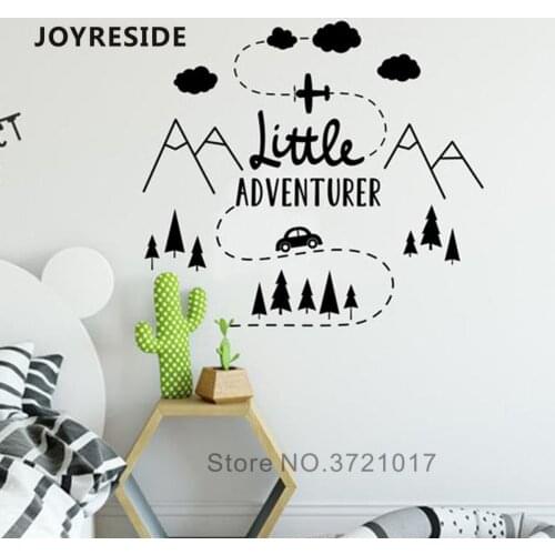 JOYRESIDE Little Adventure Clouds Wall Decals Home Kids Bedroom Wall Decor Design Wall Sticker Mountain Tree Wall Sticker WM460