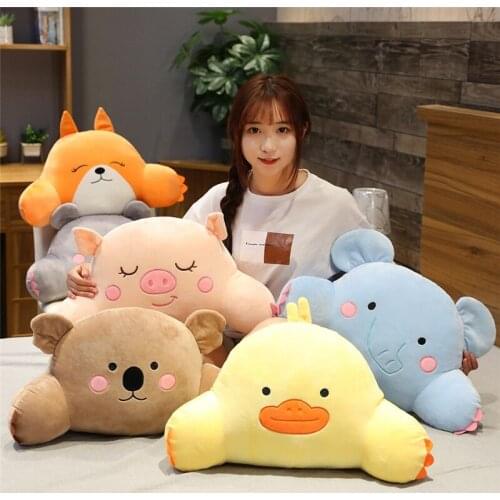 New Kawaii Soft Duck&Pig&Mouse&Koala Plush Lumbar Support Cartoon Animal Fox&Elephant Stuffed Doll Sofa Chair Pillow Kid Gift