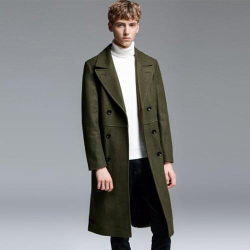 New Winter Wool Coat Male Luxury Double Breasted Thick Long Style Mens Jackets And Coats Plus Size 6xl Solid Color Man Trench