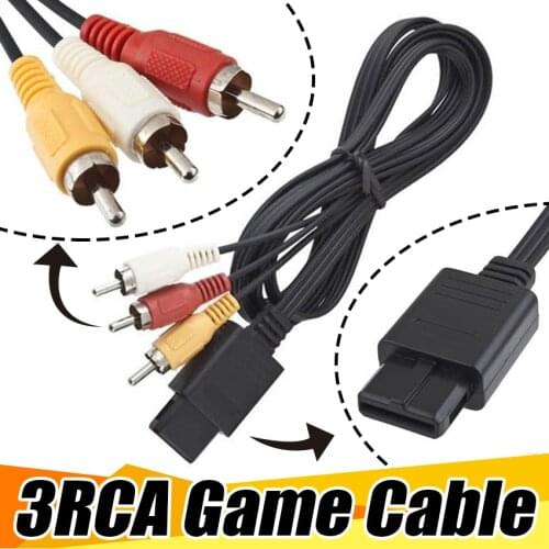 New 1.8M 6FT AV TV RCA Video Cable for SNES Game Cube for Nintend N64/64 Game Cable for SFC 2 Audio Output Connectors 95pcs/lot