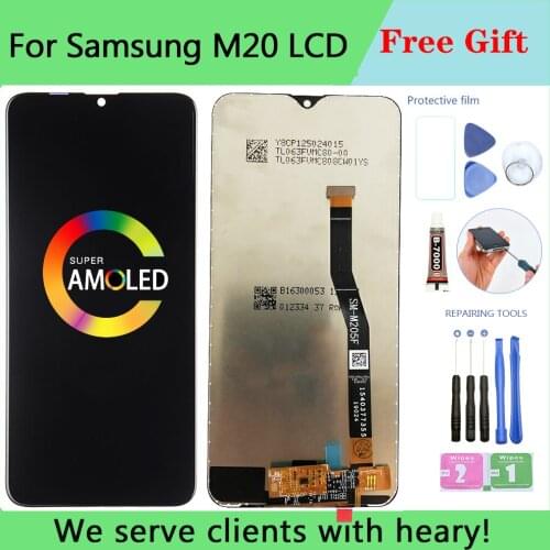 Original 6.3'' LCD For SAMSUNG Galaxy M20 2019 SM-M205 M205F LCD Display Touch Screen Digitizer Assembly replacement parts
