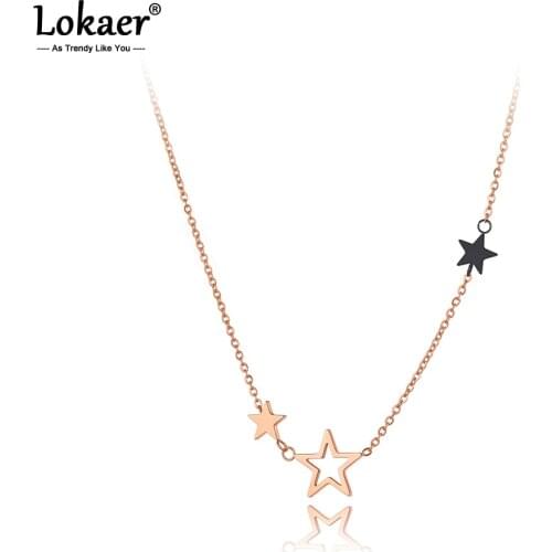 Lokaer Trendy Office Style Stainless Steel Geometric Star Charm Choker Necklaces Beach Party Pendant Necklace For Women N20210
