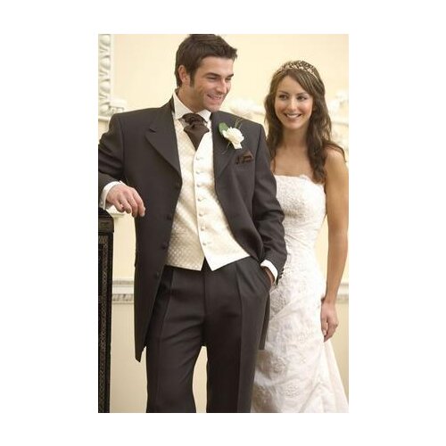 Popular Fashion groom suits handsome Brown Custom made mens wedding party suit ( jacket+Pant+vest)