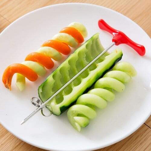Stainless Steel Spiral Knives Creative Cucumber Rotary Cuter Spiral Coil Knife Household Fruit And Vegetable Twist Knife