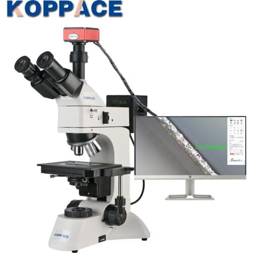 KOPPACE 2 Million Pixel 50X-500X HDMI HD Camera Measure Trinocular Metallurgical Microscope Transflective Lighting System