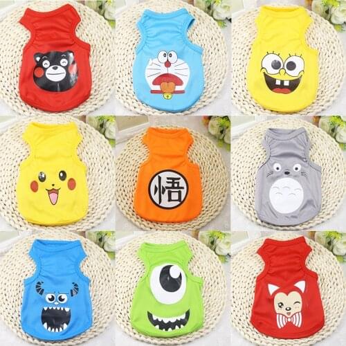 Spring Summer Pet Dog Clothes For Small Dogs Cats Cute Puppy Pet Cat T-shirt Shirts Cartoon Chihuahua Pug Costumes Clothing
