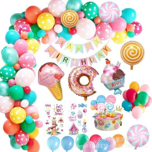 Candy Balloons Garland Arch Kit Ice Cream Donut Foil Balloons Pink Star Moon Globos Wedding Baby Shower Birthday Party Decor