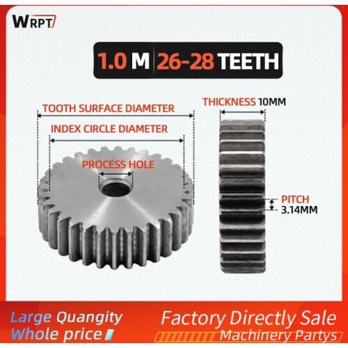 1Pcs 1M 26/27/28Teeth 1mod gear pinion blank hole spur gear precision machinery industry 45 steel gear pinion