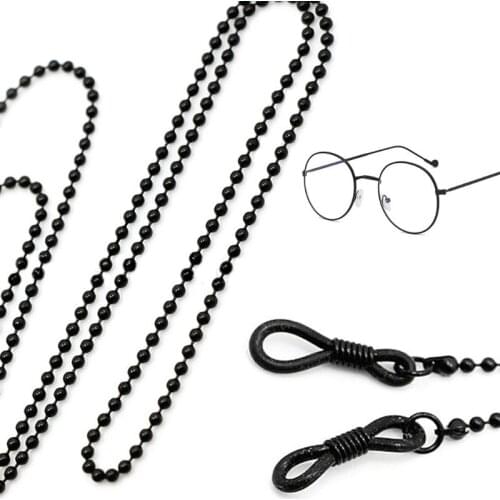 066F Fashion Simple Black Beaded Metal Lightweight Non-slip Anti-lost Glasses Chain Sports Sunglasses Decorations