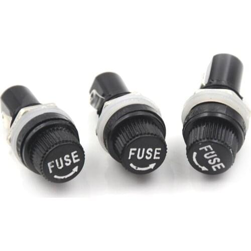 10pcs/lot glass fuse holders 5x20 black insurance tube socket fuse holder for 5*20 insurance Panel Mount Fuse Holder 5*20mm