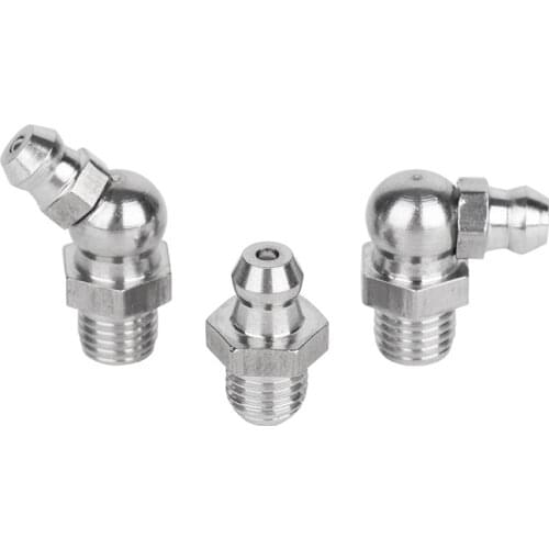 10pcs M6 M8 M10 M12 M14 M16 Metric Male Thread 304 Stainless Steel Straight Elbow Hydraulic Grease Zerk Fitting