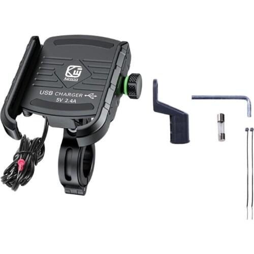 12V-90V Motorcycle E-bike Handlebar Rear-View Mirror Cellphone Stand USB Charger