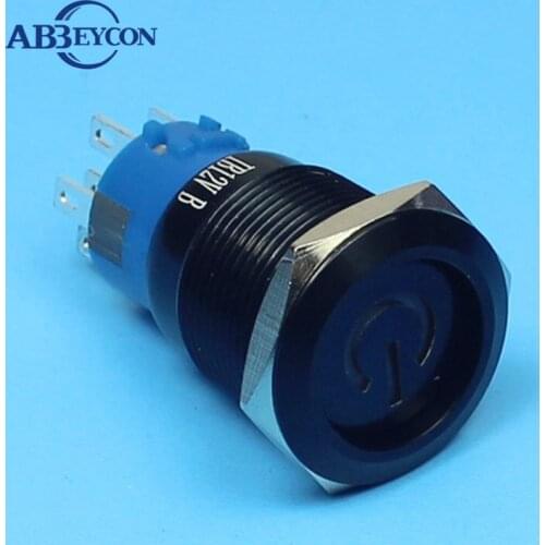 1975Z latching Pin pe latching 12V power logo illuminated metal button switch black power switch
