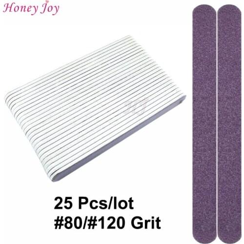 25pcs/lot Professional Nail File Grit #80/#120 Fine Double Side Grit Manicure Pedicure Nail Art Tools Purple