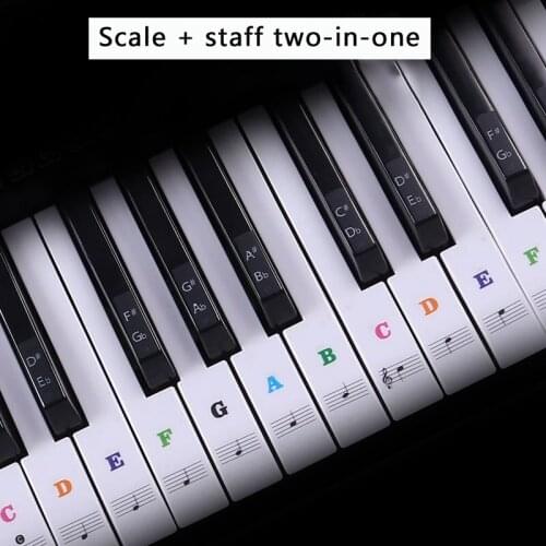 54/6188 Key Piano Stave Electronic Keyboard Note Sticker for White Keys Piano Sticker Transparent Piano Keyboard Sticker