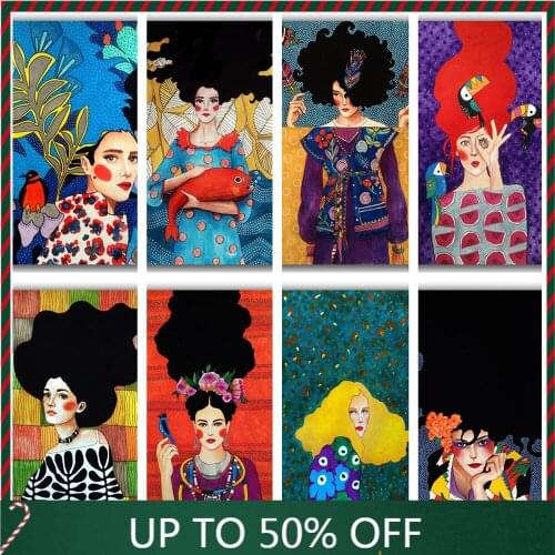 Abstract Hair Girl Wall Art Canvas Painting Fashion Women Flowers Nordic Poster Wall Pictures For Living Room Decor Unframed