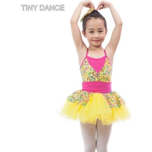 Ready to Ship Gold Sequin Ballet Tutu Dance Costume Leotard Dress for Girls 17047