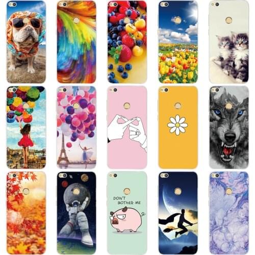 Cover phone case for huawei honor 8 lite soft tpu silicon back cover 360 full for honor 8 liteprotective printing clear coque