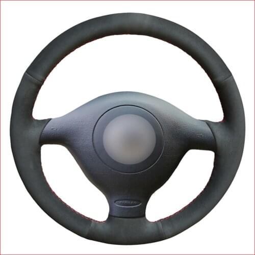 Black Suede DIY Car Steering Wheel Cover for Seat Leon MK1 (1M) 1998-2005 Skoda Fabia RS 2003 Fabia 1 (6Y) 2004-2005