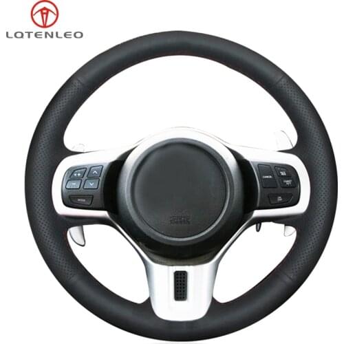 LQTENLEO Black Genuine Leather DIY Hand Sew Car Steering Wheel Cover For Mitsubishi Lancer 10 EVO Evolution