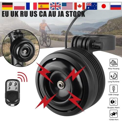 Electric Bicycle Bell Electronic Horn Cycling Handlebar Bike Bell Remote Control Locking USB Charging Alarm Cycling Equipment