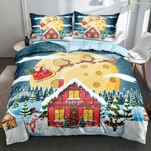 3D Design Christmas Duvet Cover Sets Bedding Linens Bed Quilt Covers Pillowslips King Queen Full Double Size Bedding Sets