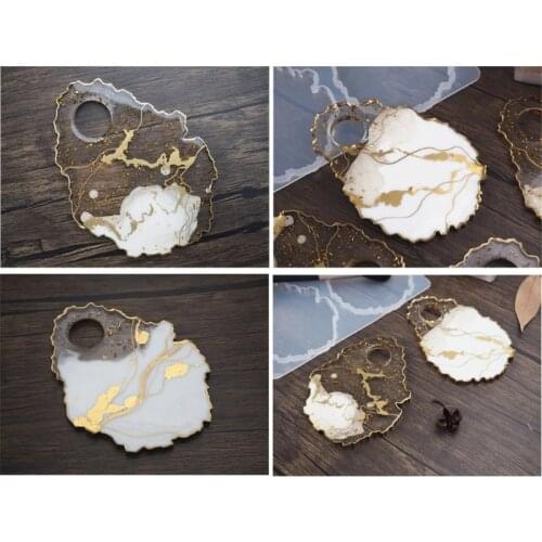 Cosmetic Makeup Palette Spatula Tool Resin Casting Mold Eye Shadow Makeup Irregular Round Palette Panel Mould Craft Tool