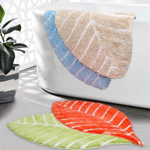 Bathroom Rug Living Room Leaf Shaped Carpet Home Door Mat Non-slip Absorbs Water Foot Mat Kitchen Bedroom Irregular Floor Pad
