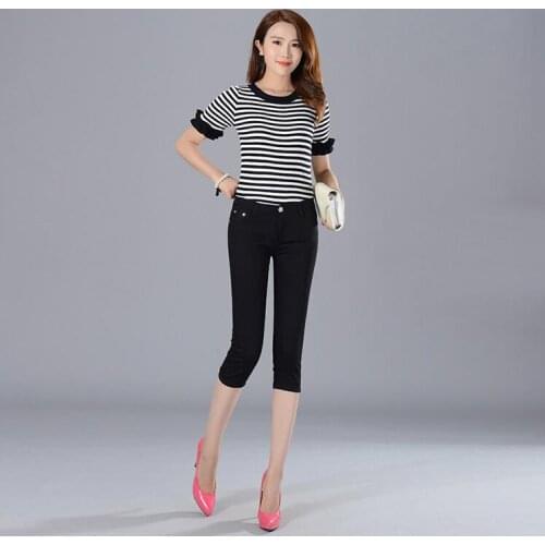 2021 Summer Hot Sale New Pants Women Calf-length Pants Mid Waist Sexy Casual Pencil Pants Trousers Thin Elastic Pants Leggings