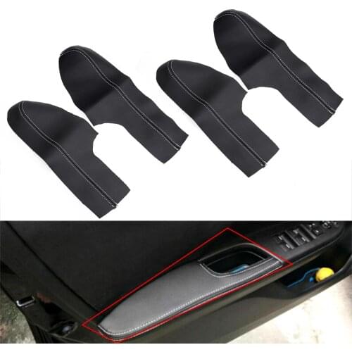 Microfiber Leather 4pcs Car Door Armrest Cover Surface Shell DIY Trim Panel Fit for Honda Accord 9th 2014 2015