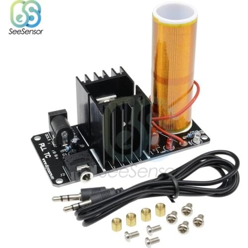 15W Mini Tesla Coil Plasma Speaker Tesla Kit Music Wireless Transmission Board Module DC 15-24V Plasma Stereo Speaker Assembled