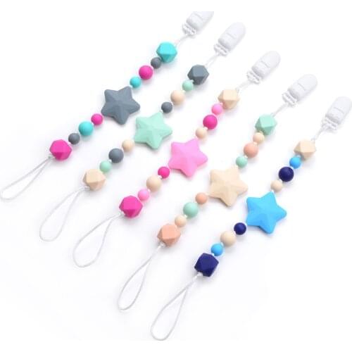 Fashion Baby Pacifier Clips Baby Chewable Pendant Silicone Necklace holder Baby Pacifier BPA Free