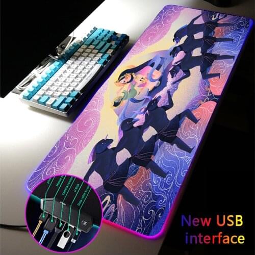 MRGLZY RGB Gaming Mouse Pad LED USB Hub 40*90CM The Yunnan Myth Mousepad Large Multi-interface Games Computer Desk Mat for Csgo