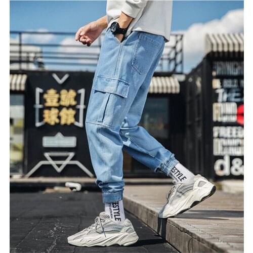 Men Jeans Washed Cotton Casual Light Blue 2020 New Fashion Four Seasons Cowboy Pants Casual Jeans Students Clothings Hot Sale