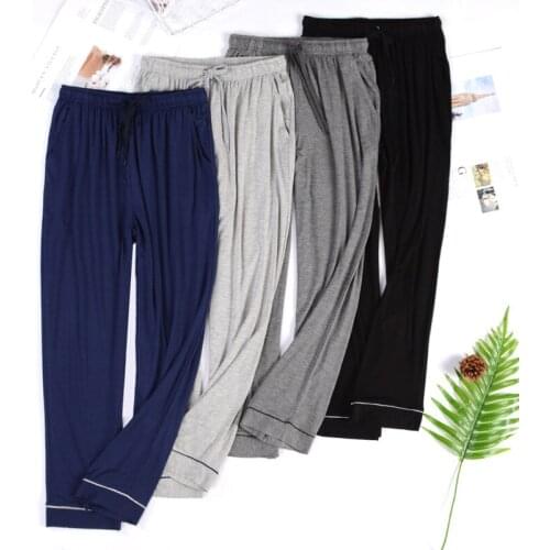 Mens Thin and Large Size Mens Anti-mosquito Home Pants Solid Color Comfortable Modal Pajama Pants Pantaloni Pigiama Uomo