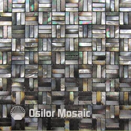 Natural black color 100% sea shell black mother of pearl mosaic tile for home decoration wall tile