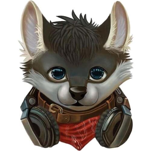 New A Dog with A Headset Glass Car Stickers Decals Cover Scratch Bumper Decals Bodywork Vinyl Car Interior KK14*11cm