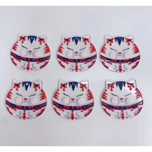 New style 30pcs/lot color pattern pattern print cartoon cats shape acrylic beads diy jewelry earring/garment pendants accessory