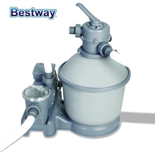 58400 Bestway 1000 Gal Sand Filter For 1100-27200L Pool with Durable Tank 6-Position Valve Top Flange Clamp Anti Leaves & Debris